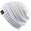 imageCC Unisex Chunky Soft Stretch Cable Knit Warm Fuzzy Lined Skully BeanieWhite