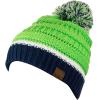 imageCC Unisex College High School Team Color Two Tone Pom Pom Knit Beanie HatAction GreenNavy