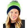 imageCC Unisex College High School Team Color Two Tone Pom Pom Knit Beanie HatAction GreenNavy