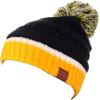 imageCC Unisex College High School Team Color Two Tone Pom Pom Knit Beanie HatBlackGoldWhite