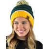 imageCC Unisex College High School Team Color Two Tone Pom Pom Knit Beanie HatDark GreenGold