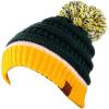 imageCC Unisex College High School Team Color Two Tone Pom Pom Knit Beanie HatDark GreenGold
