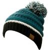 imageCC Unisex College High School Team Color Two Tone Pom Pom Knit Beanie HatMidnight GreenBlack