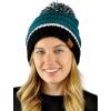 imageCC Unisex College High School Team Color Two Tone Pom Pom Knit Beanie HatMidnight GreenBlack