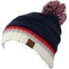 imageCC Unisex College High School Team Color Two Tone Pom Pom Knit Beanie HatNautical BlueWhite