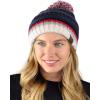 imageCC Unisex College High School Team Color Two Tone Pom Pom Knit Beanie HatNautical BlueWhite