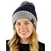 imageCC Unisex College High School Team Color Two Tone Pom Pom Knit Beanie HatNavySilver