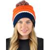 imageCC Unisex College High School Team Color Two Tone Pom Pom Knit Beanie HatOrangeNavyWhite