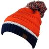 imageCC Unisex College High School Team Color Two Tone Pom Pom Knit Beanie HatOrangeNavyWhite