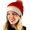 imageCC Unisex College High School Team Color Two Tone Pom Pom Knit Beanie HatRedWhiteGold