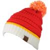 imageCC Unisex College High School Team Color Two Tone Pom Pom Knit Beanie HatRedWhiteGold