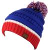 imageCC Unisex College High School Team Color Two Tone Pom Pom Knit Beanie HatRoyalRed