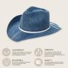 imageCC Washed Knitted Denim Cowboy Hat with Suede Strings for WomenDenim