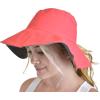 imageCC Womens 100 Cotton Crushable Bucket Ponytail Messy Bun Sun Hat ReversibleCoralKhaki