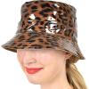 imageCC Womens Leopard Print Outdoor Foldable Water Resistant Rain Bucket HatBrown