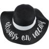 imageCC Womens Paper Weaved Crushable Beach Embroidered Quote Floppy Brim Sun HatAlways on Vacay in Black