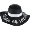 imageCC Womens Paper Weaved Crushable Beach Embroidered Quote Floppy Brim Sun HatAlways on Vacay in Black