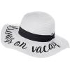 imageCC Womens Paper Weaved Crushable Beach Embroidered Quote Floppy Brim Sun HatAlways on Vacay in White