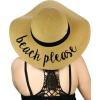 imageCC Womens Paper Weaved Crushable Beach Embroidered Quote Floppy Brim Sun HatBeach Please