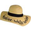 imageCC Womens Paper Weaved Crushable Beach Embroidered Quote Floppy Brim Sun HatSunshine White Wine