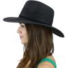 imageCC Womens String ampamp Faux Suede Band Wide Brim Weaved Panama Summer Sun HatBlack