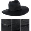imageCC Womens String ampamp Faux Suede Band Wide Brim Weaved Panama Summer Sun HatBlack