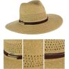 imageCC Womens String ampamp Faux Suede Band Wide Brim Weaved Panama Summer Sun HatNatural