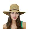 imageCC Womens String ampamp Faux Suede Band Wide Brim Weaved Panama Summer Sun HatNatural
