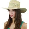 imageCC Womens String ampamp Faux Suede Band Wide Brim Weaved Panama Summer Sun HatSand