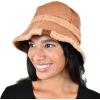 imageCC Womens Winter Faux Fur Teddy Style Reversible Fisherman Bucket HatToast Almond