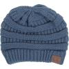 imageBy Summer CC Warm Soft Cable Knit Skull Cap Slouchy Beanie Winter Hat Dark Denim