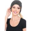 imageCC BeanieTail Soft Stretch Cable Knit Messy High Bun Ponytail Beanie Hat2 Tone BlackDark Beige