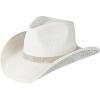 imageCC Classic Western Wide Roll up Brim Turquoise Charm Trim Band Cowboy Cowgirl HatUnder Brim Rhinestonewhite