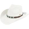 imageCC Classic Western Wide Roll up Brim Turquoise Charm Trim Band Cowboy Cowgirl HatWhite