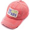 imageCC Exclusives Hatsandscarf Washed Distressed Cotton Denim Ponytail Hat Adjustable Baseball Cap BT761 CoralBeach Crazy