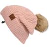 imageCC Hatsandscarf Exclusives Unisex Solid Ribbed Beanie with Pom HAT43A Brioche Cable Patternrose