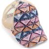 imageCC Hatsandscarf Exclusives Washed Distressed Cotton Denim Ponytail Hat Adjustable Baseball Cap BT12 BT13A Aztec Pattenmauve