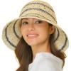 imageCC Paper Straw HandCrochet Bucket HatThin Stripe Patterns  Natural