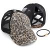 imageCC Ponycap Messy High Bun Ponytail Adjustable Glitter Mesh Trucker Baseball CapBaby Leopard