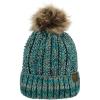 imageCC Thick Cable Knit Faux Fuzzy Fur Pom Fleece Lined Skull Cap Cuff Beanie3 Tone Teal