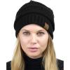 imageCC Unisex Chunky Soft Stretch Cable Knit Warm Fuzzy Lined Skully BeanieBlack