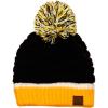 imageCC Unisex College High School Team Color Two Tone Pom Pom Knit Beanie HatBlackGoldWhite