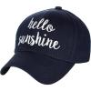 imageCC Womens Embroidered Quote Adjustable Cotton Baseball Cap Hello Sunshine Navy