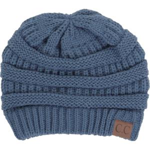 imageBy Summer CC Warm Soft Cable Knit Skull Cap Slouchy Beanie Winter Hat Dark Denim