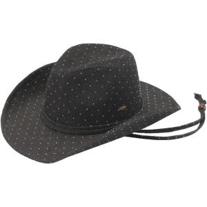 imageCC All Over Rhinestone Denim Cowboy Hat with Chinstraps for WomenBlack Denim
