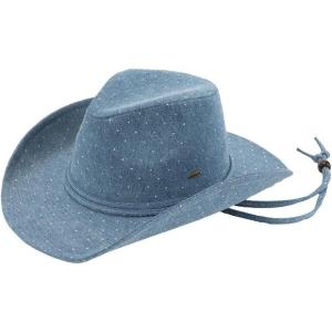 imageCC All Over Rhinestone Denim Cowboy Hat with Chinstraps for WomenDenim