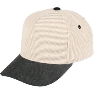imageCC Beige Two Tone CanvasCorduroy Snapback Trucker Hat for UnisexBlack  Corduroy