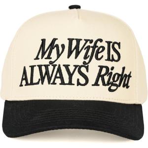 imageCC Embroidered TwoTone Trucker Snapback HatMy Wife is Always Right BlackBeige