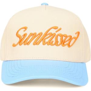 imageCC Embroidered TwoTone Trucker Snapback HatSunkissed Sky BlueBeige
