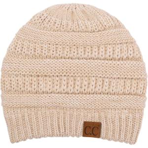 imageCC Exclusives Cable Knit Beanie2 Tone BeigeIvory